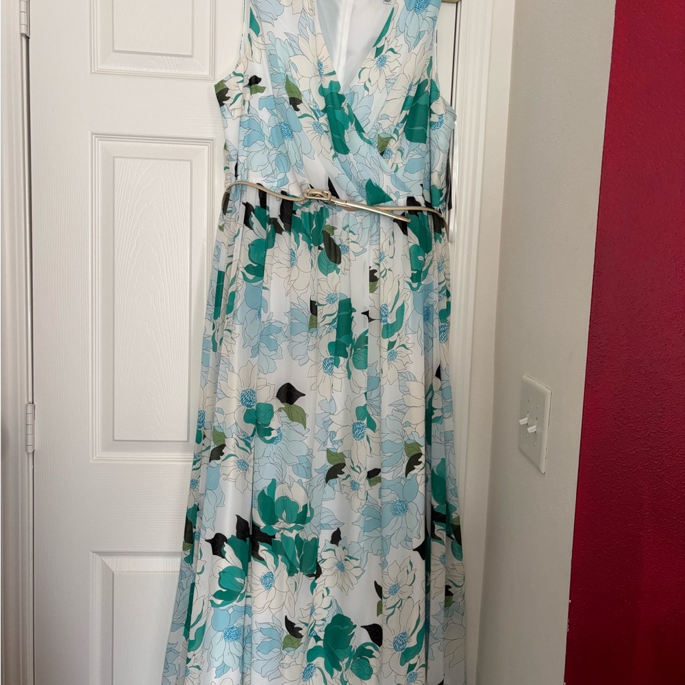 NWT Donna Ricco 20W Sleeveless V-Neck Maxi Dress